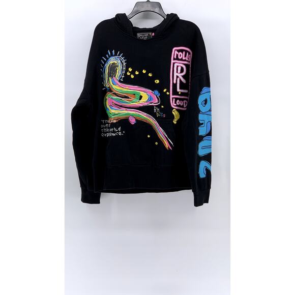 ROLLING LOUD Women's B2Ss Black-Multi Rainbow Road Pullover Casual Hoodie SZ M - Picture 1 of 9